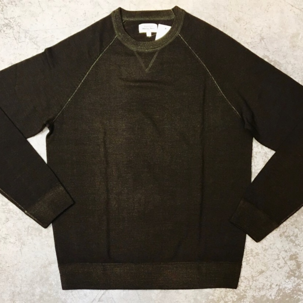 Mens Hartford Merino Sweater in Military Green
